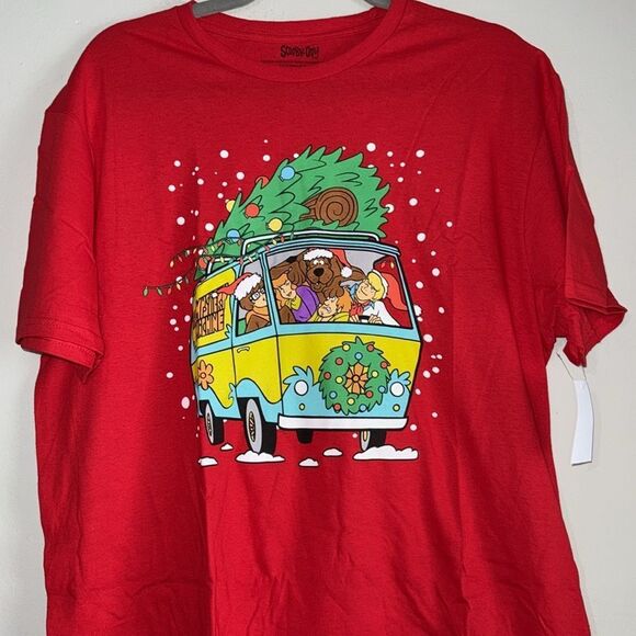 Red Christmas Scooby Doo And The Gang T-Shirt The Mystery Machine Xmas - Picture 3 of 5